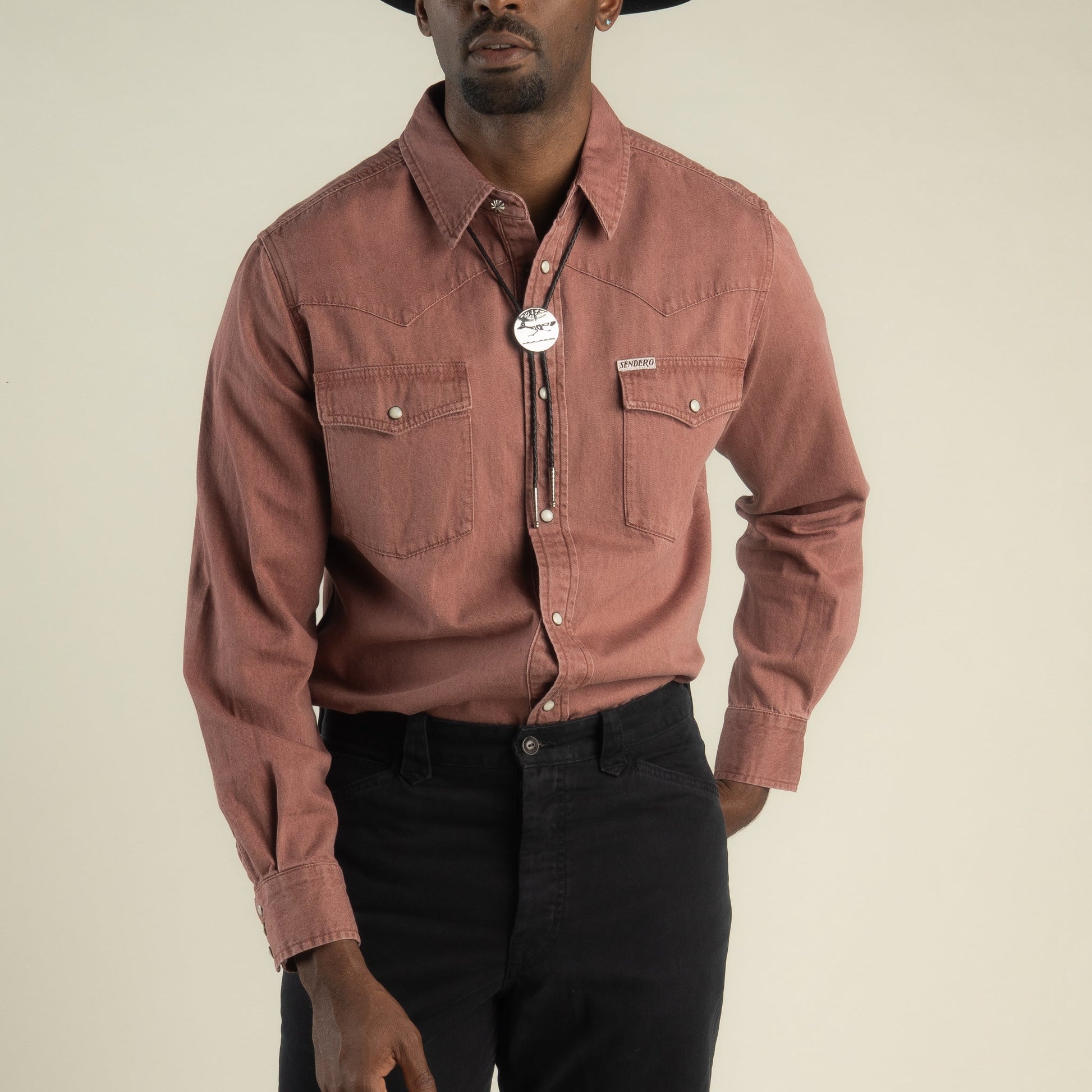 Sendero Provisions Co. The Wyatt Pearl Snap Long Sleeve Denim Shirt