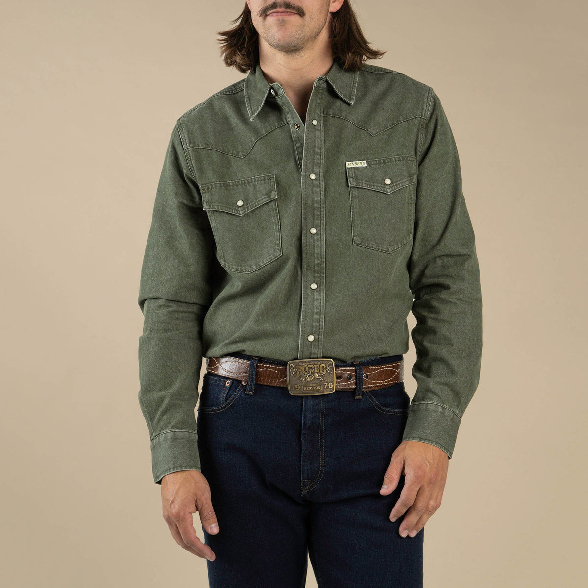 Sendero Provisions Co. The Wyatt Pearl Snap Long Sleeve Denim Shirt