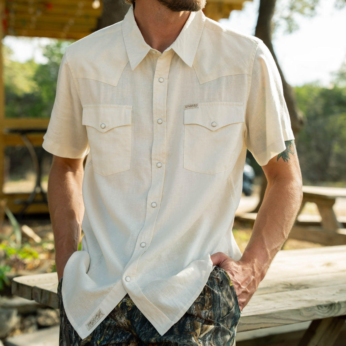 Sendero Provisions Co. The Wyatt Pearl Snap Short Sleeve Solid Shirt