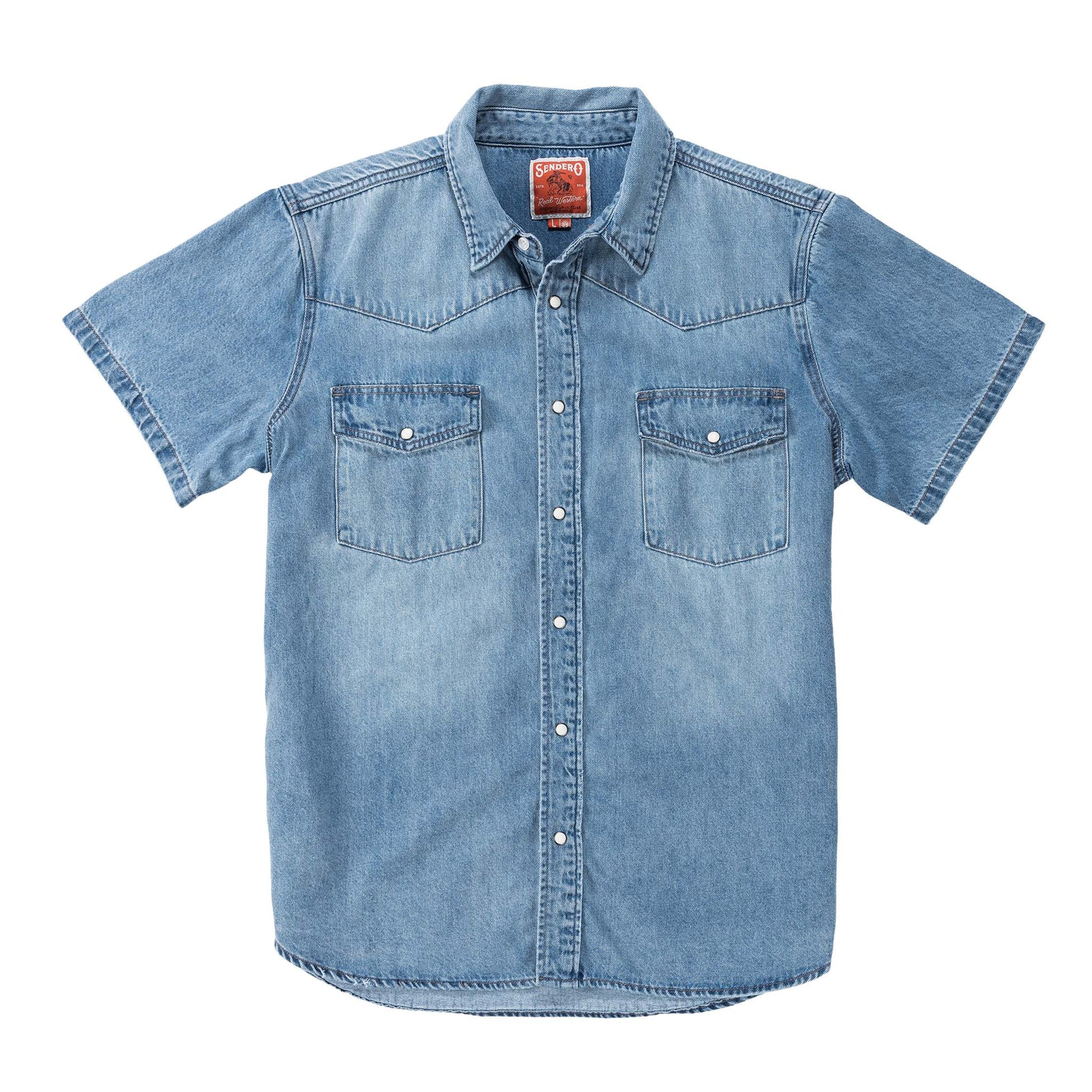 Sendero Provisions Co. The Wyatt Pearl Snap Short Sleeve Denim Shirt