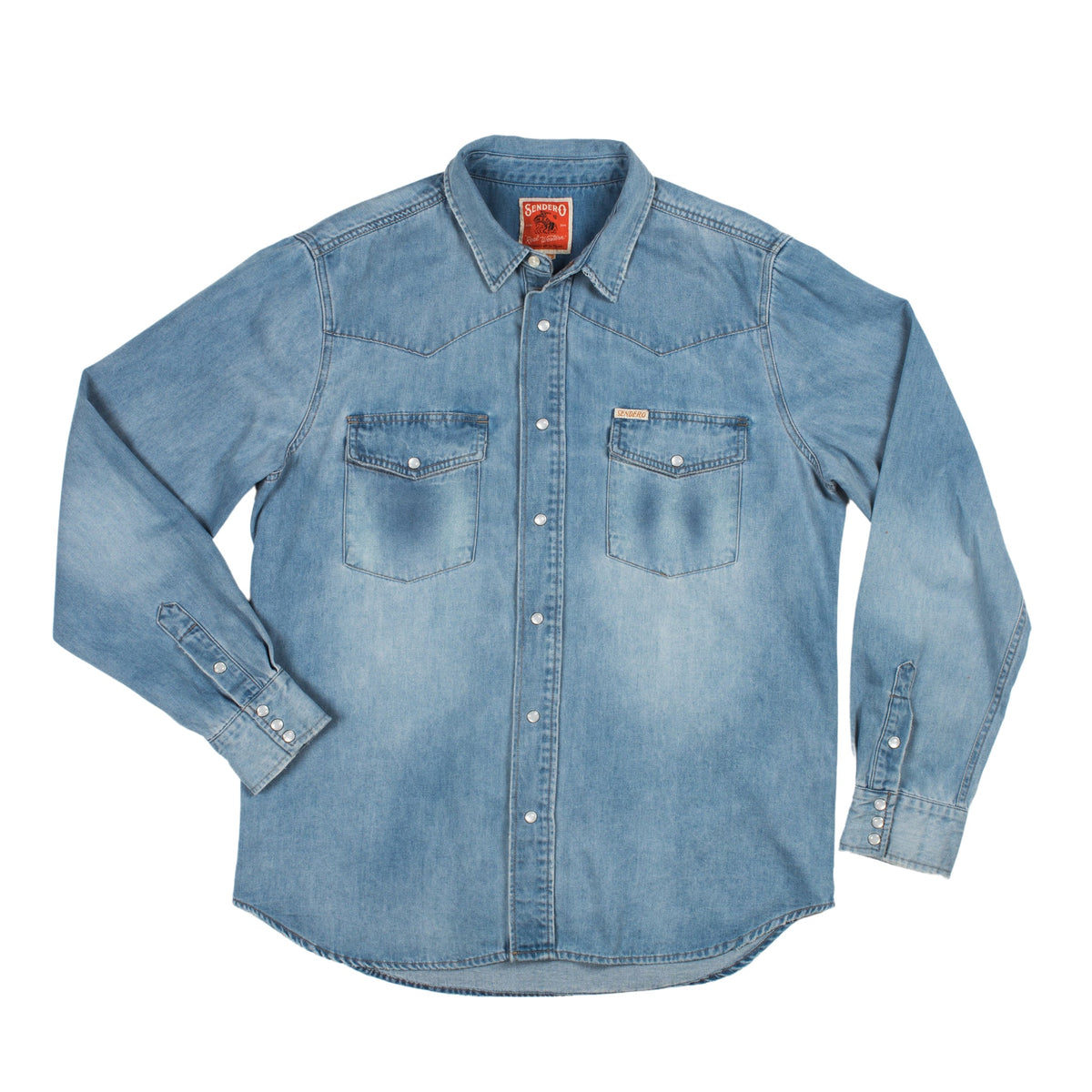 Sendero Provisions Co. The Wyatt Pearl Snap Long Sleeve Denim Shirt
