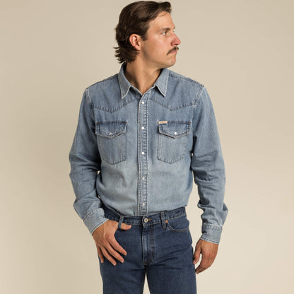 Sendero Provisions Co. The Wyatt Pearl Snap Long Sleeve Denim Shirt