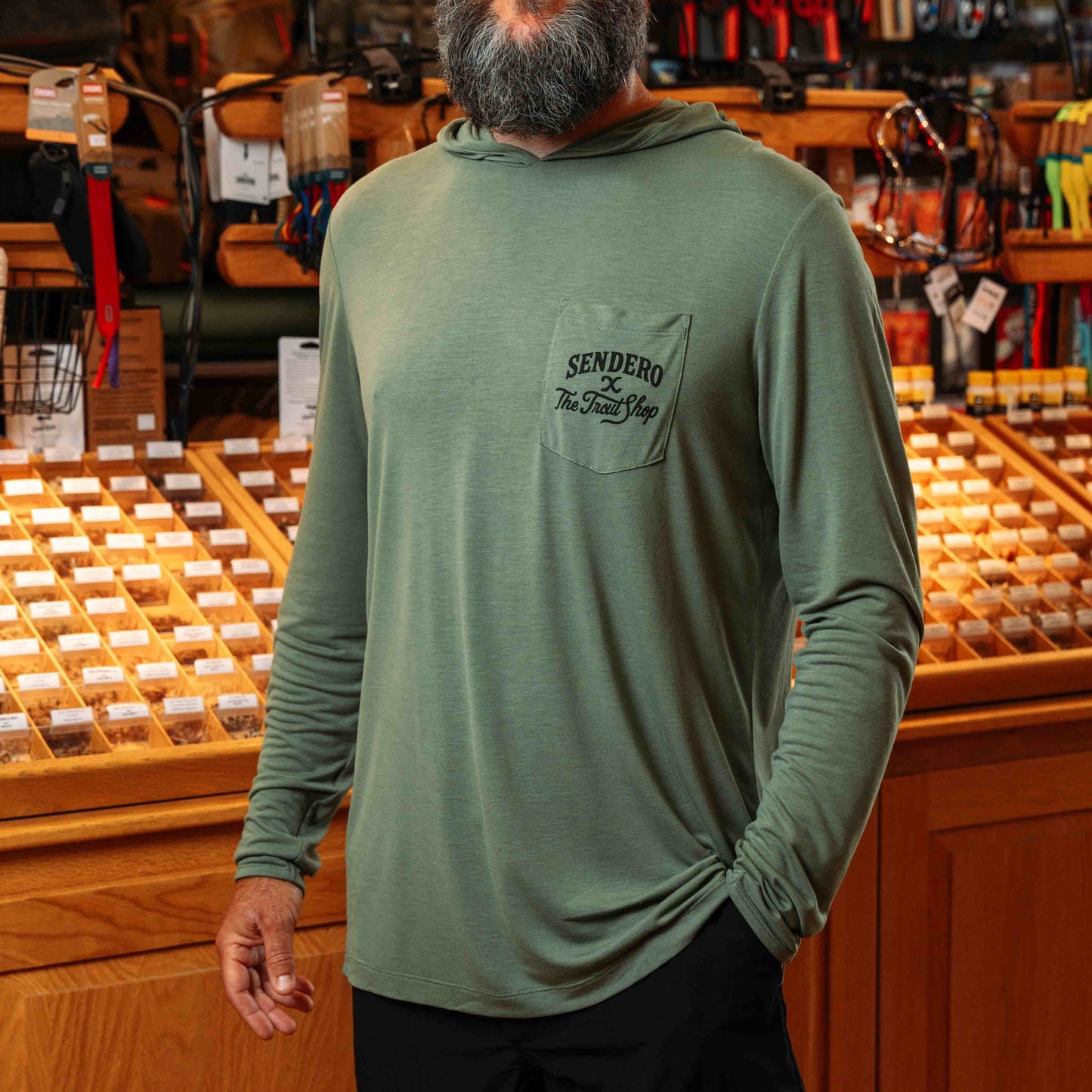 Sendero Provisions Co. Trout Built Yucatan Bamboo Hoodie Tech Long Sleeve Shirt