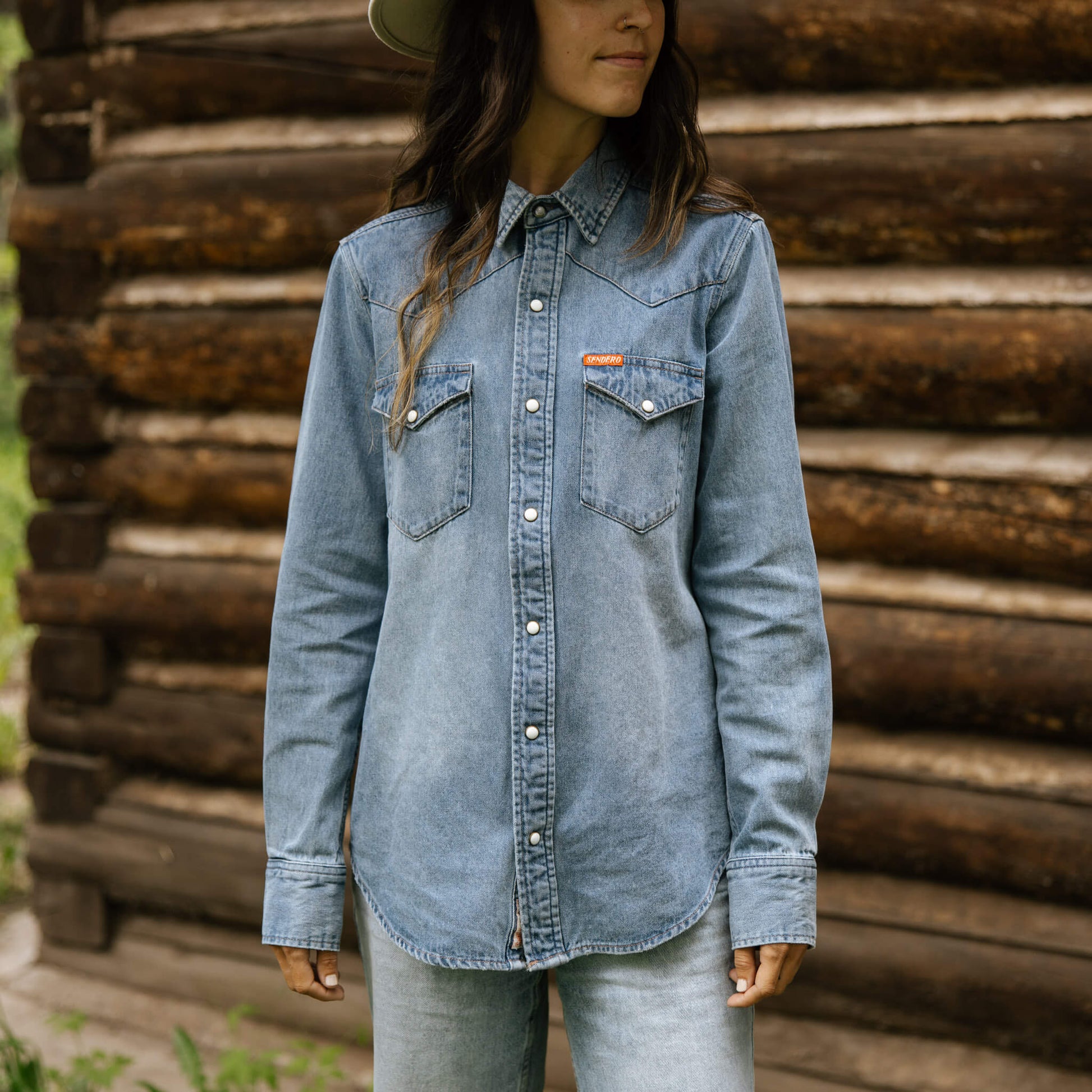 Sendero Provisions Co. The Women's Wyatt Denim Pearl Snap Shirt