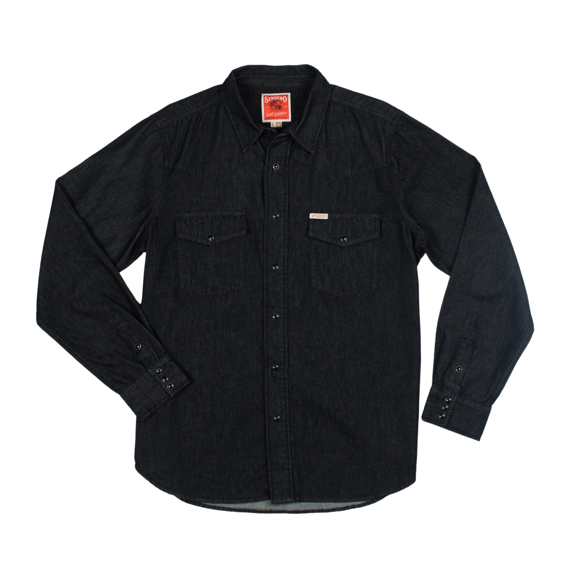 Sendero Provisions Co. The Wyatt Pearl Snap Long Sleeve Denim Shirt